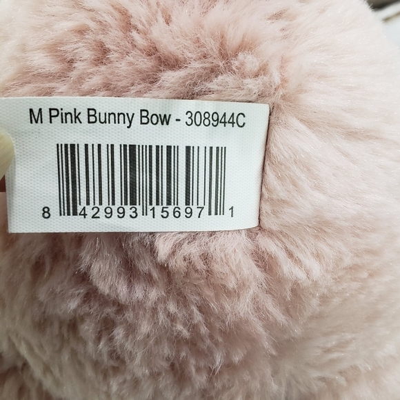 Walmart Blush Pink Bunny Rabbit Plush Stuffed Animal 11 Inch 2021 Blue Bunny Bow - Picture 8 of 9